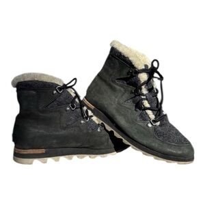 Sorel Boots Womens 9 Sneakchic Alpine Snow Green Lace Up Ankle Top LL5334-010